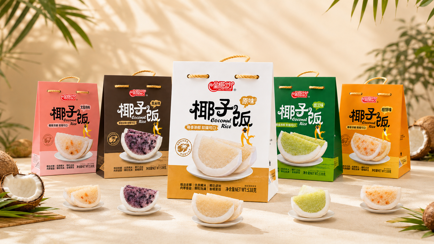 海南椰子饭五种口味产品展示